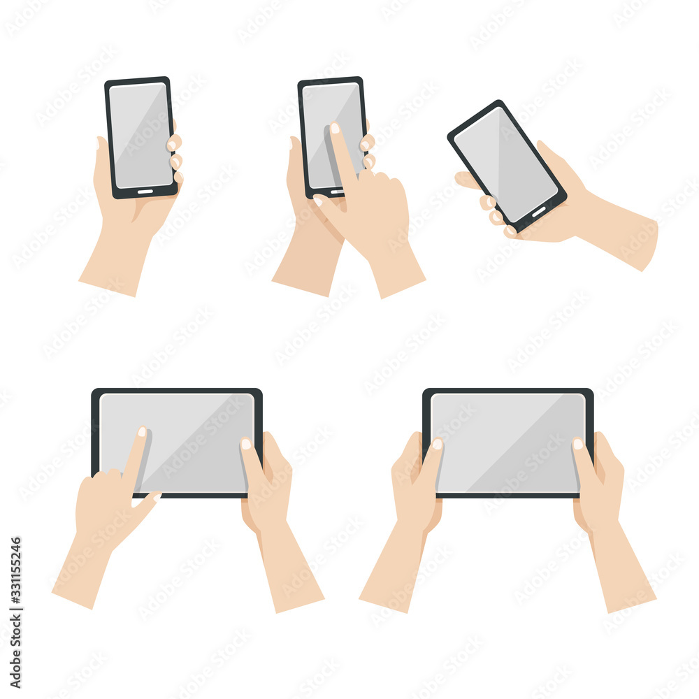 スマホ タブレットを持つ手のイラスト Vector De Stock Adobe Stock