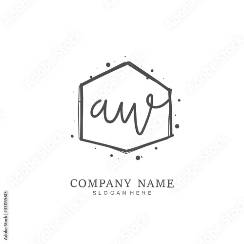Handwritten initial letter A W AW for identity and logo. Vector logo template with handwriting and signature style.