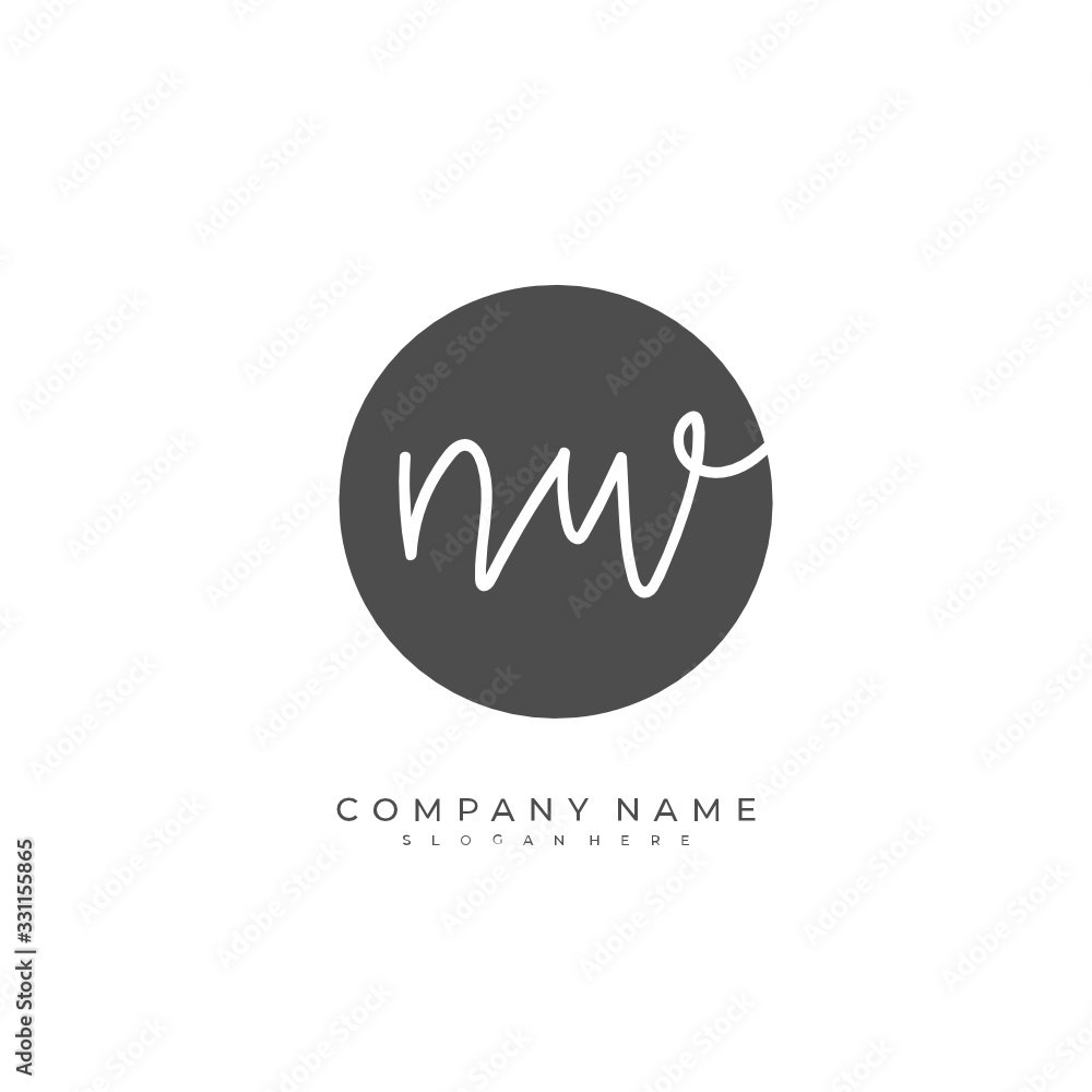 Obraz premium Handwritten initial letter N W NW for identity and logo. Vector logo template with handwriting and signature style.