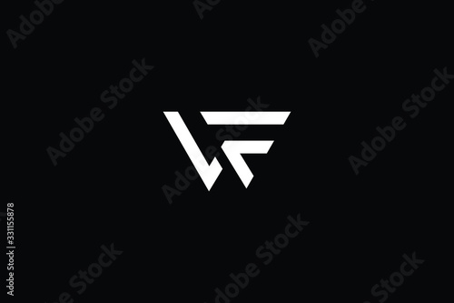 Minimal elegant monogram art logo. Outstanding professional trendy awesome artistic VF FV initial based Alphabet icon logo. Premium Business logo White color on black background