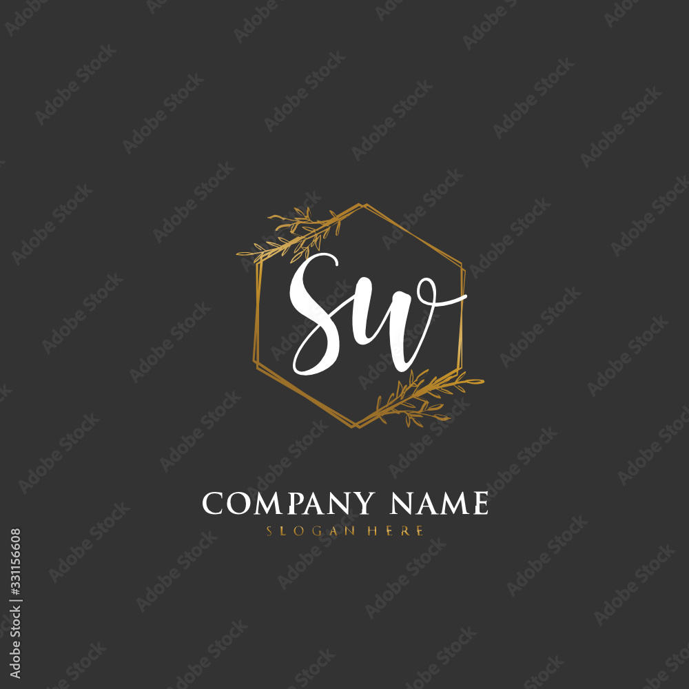 Handwritten initial letter S W SW for identity and logo. Vector logo template with handwriting and signature style.
