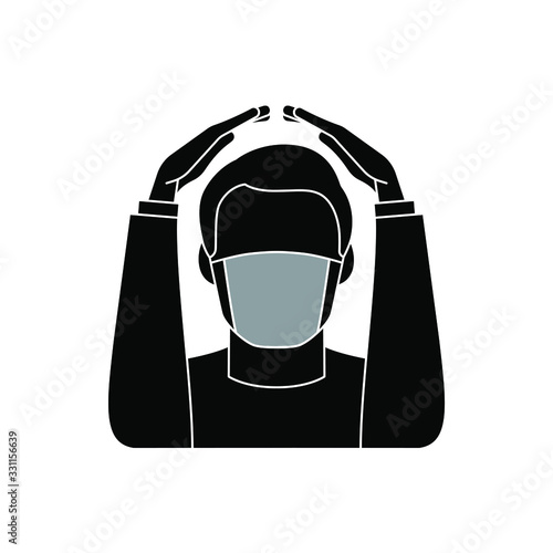 Corona virus - staying at home (self-isolation). Home Quarantine illustration. Corona virus self-quarantine. Isolation period at home. Self-isolation shield from coronavirus. Vector.