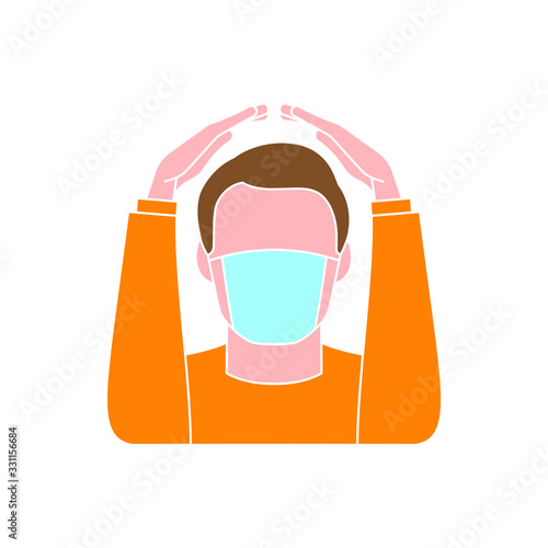 Corona virus - staying at home (self-isolation). Home Quarantine illustration. Corona virus self-quarantine. Isolation period at home. Self-isolation shield from coronavirus. Vector.