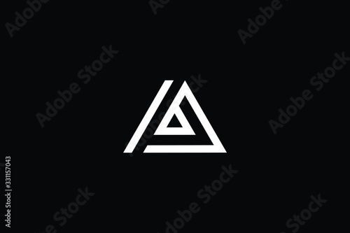 Minimal elegant monogram art logo. Outstanding professional trendy awesome artistic AP PA initial based Alphabet icon logo. Premium Business logo White color on black background
