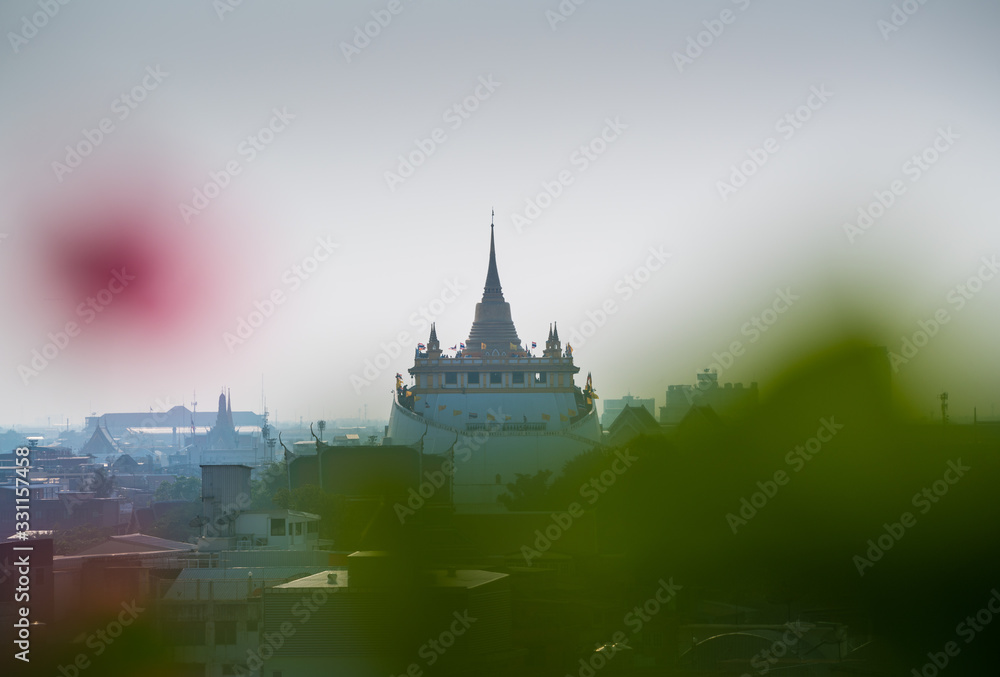 Twilight view at Golden mount wat saket temple, Bangkok, Thailand
