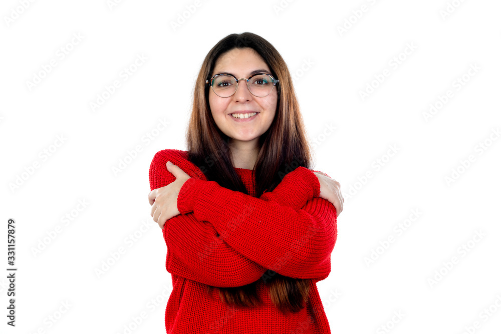 Brunette girl with glasses