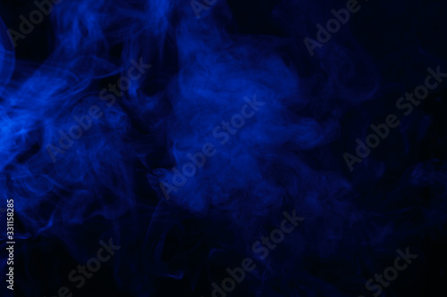 blue smoke on a black background, suitable for advertising a hookah, vape, car smoke, photo shoot or creating a different atmosphere