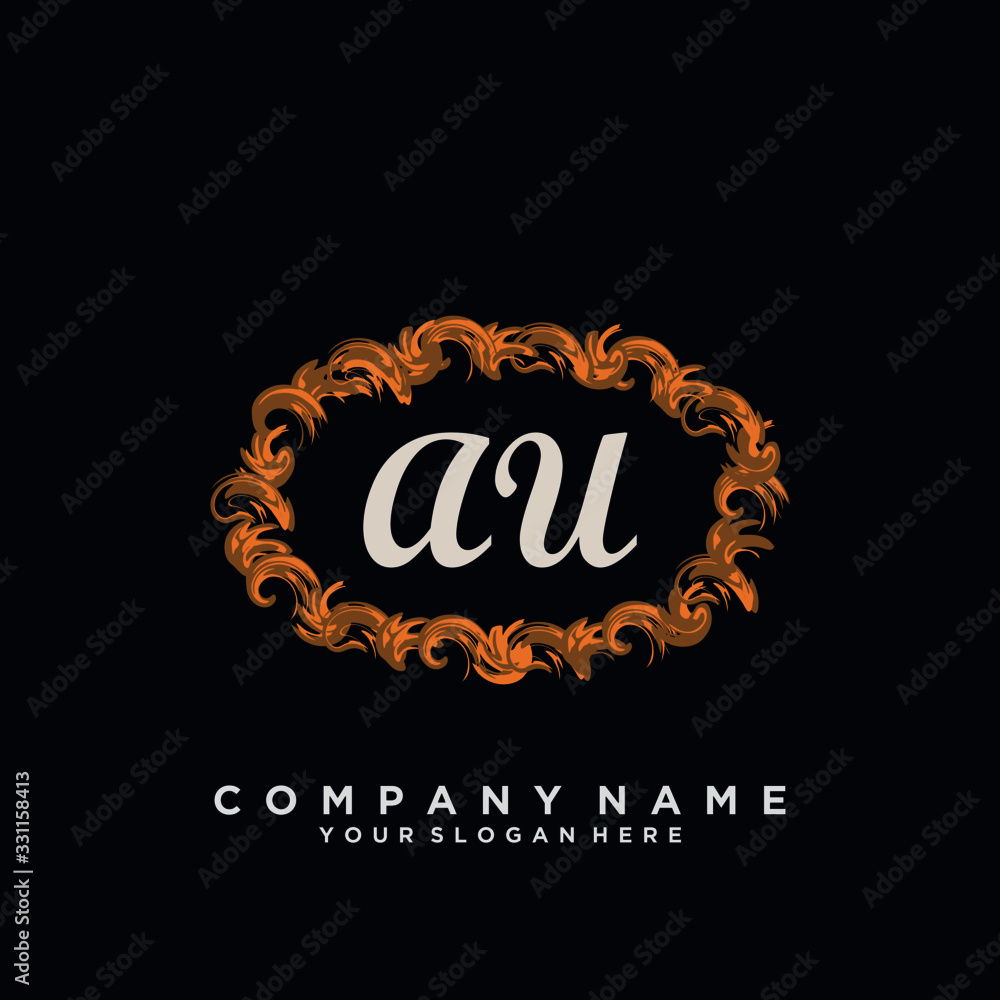 Initial Letter AU Logo With circle Template Vector
