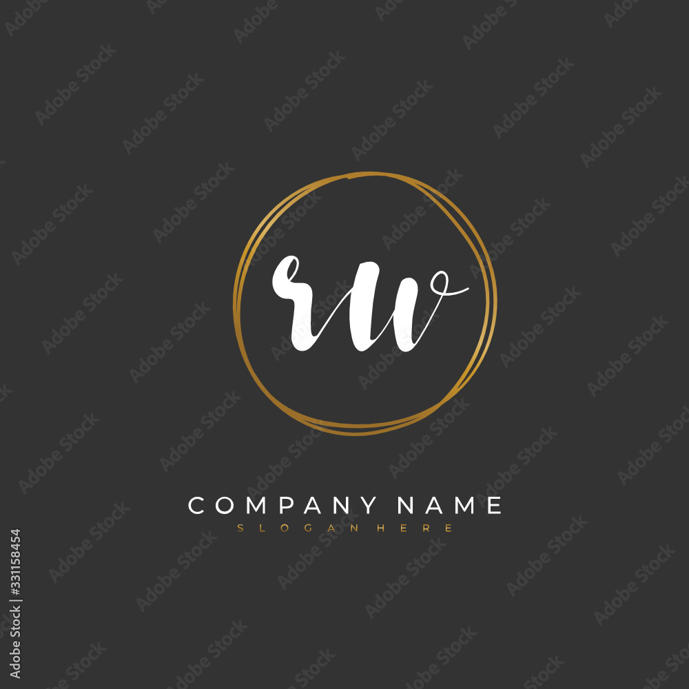 Handwritten initial letter R W RW for identity and logo. Vector logo template with handwriting and signature style. Handwritten initial letter R W RW for identity and logo. Vector logo template with handwriting and signature style.