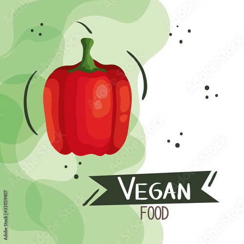 Plakat vegan food poster with pepper vegetable vector illustration design