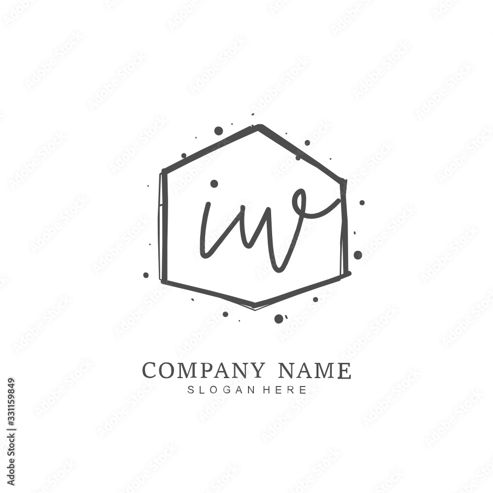 Handwritten initial letter I W IW for identity and logo. Vector logo template with handwriting and signature style. Handwritten initial letter I W IW for identity and logo. Vector logo template with handwriting and signature style.