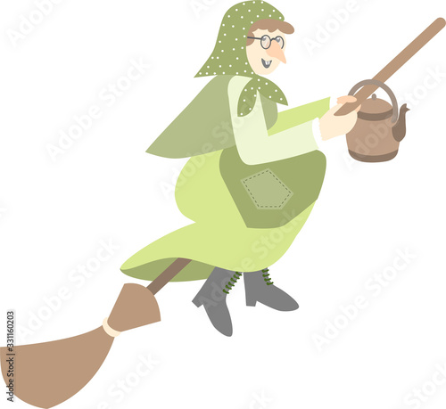 Easter Witch flying on a broomstick to Blockula (Blåkulla). Swedish tradition.