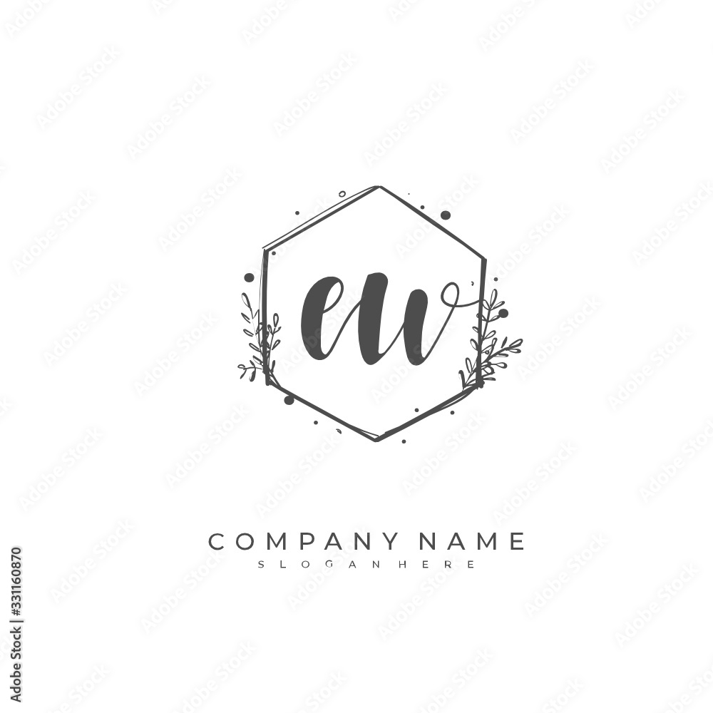 Handwritten initial letter E W EW for identity and logo. Vector logo template with handwriting and signature style. Handwritten initial letter E W EW for identity and logo. Vector logo template with handwriting and signature style.
