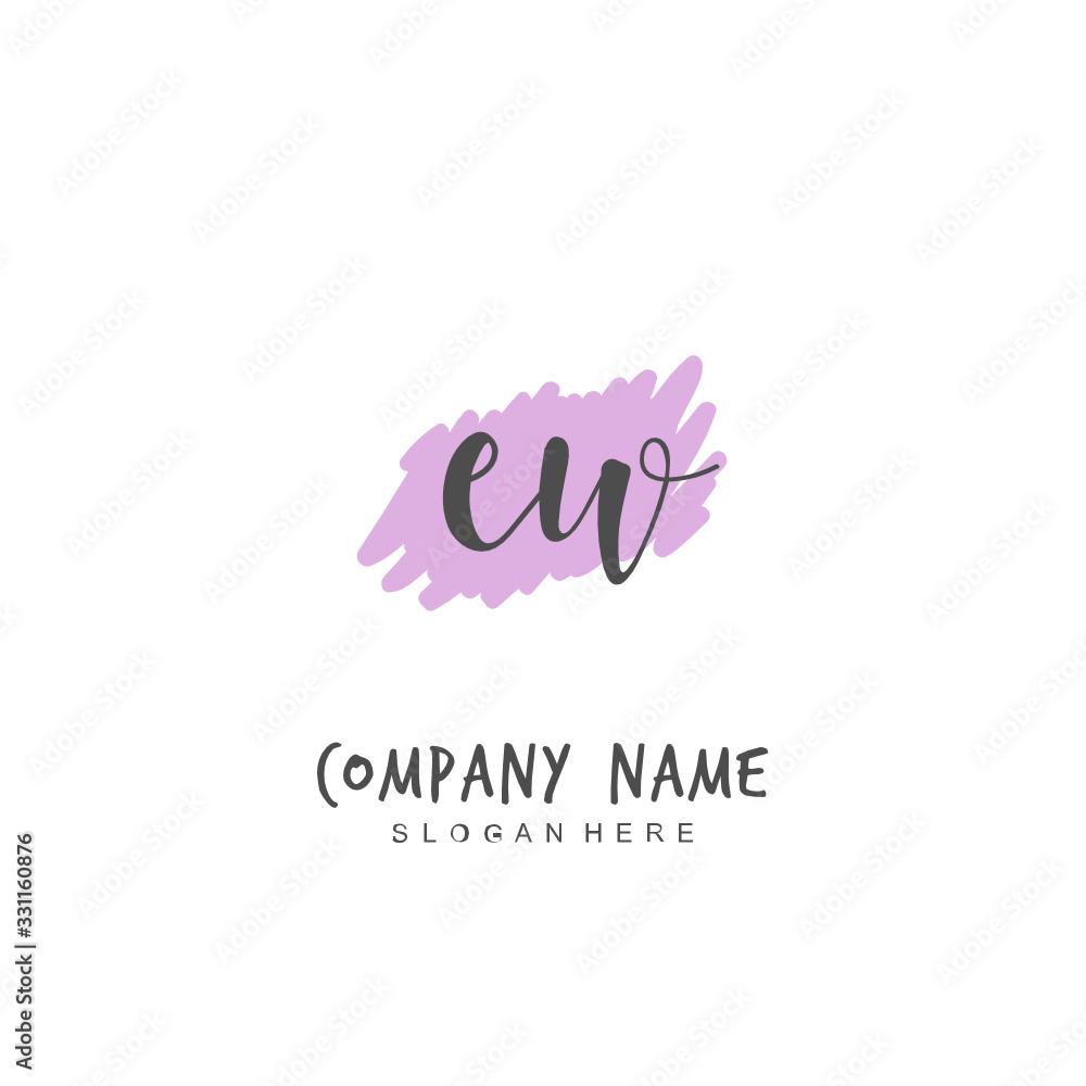 Handwritten initial letter E W EW for identity and logo. Vector logo template with handwriting and signature style.