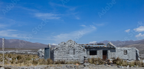 Highlands Peru Andes. Ruin in desert