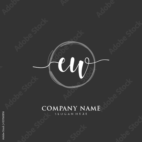Handwritten initial letter E W EW for identity and logo. Vector logo template with handwriting and signature style.