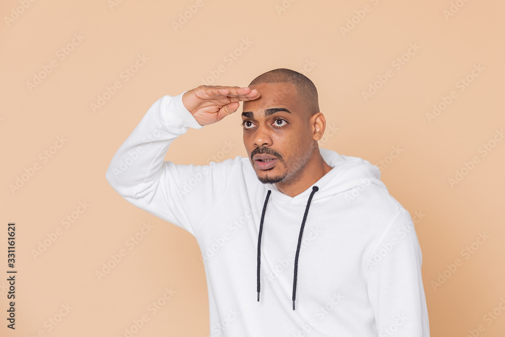 African guy with a white sweatshirt African guy with a white sweatshirt