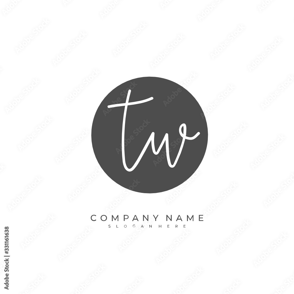 Handwritten initial letter T W TW for identity and logo. Vector logo template with handwriting and signature style. Handwritten initial letter T W TW for identity and logo. Vector logo template with handwriting and signature style.