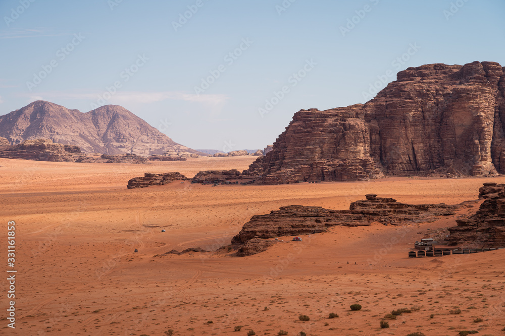 Mountain and desert in Wadi Rum, famous desert in Jordan, Arab