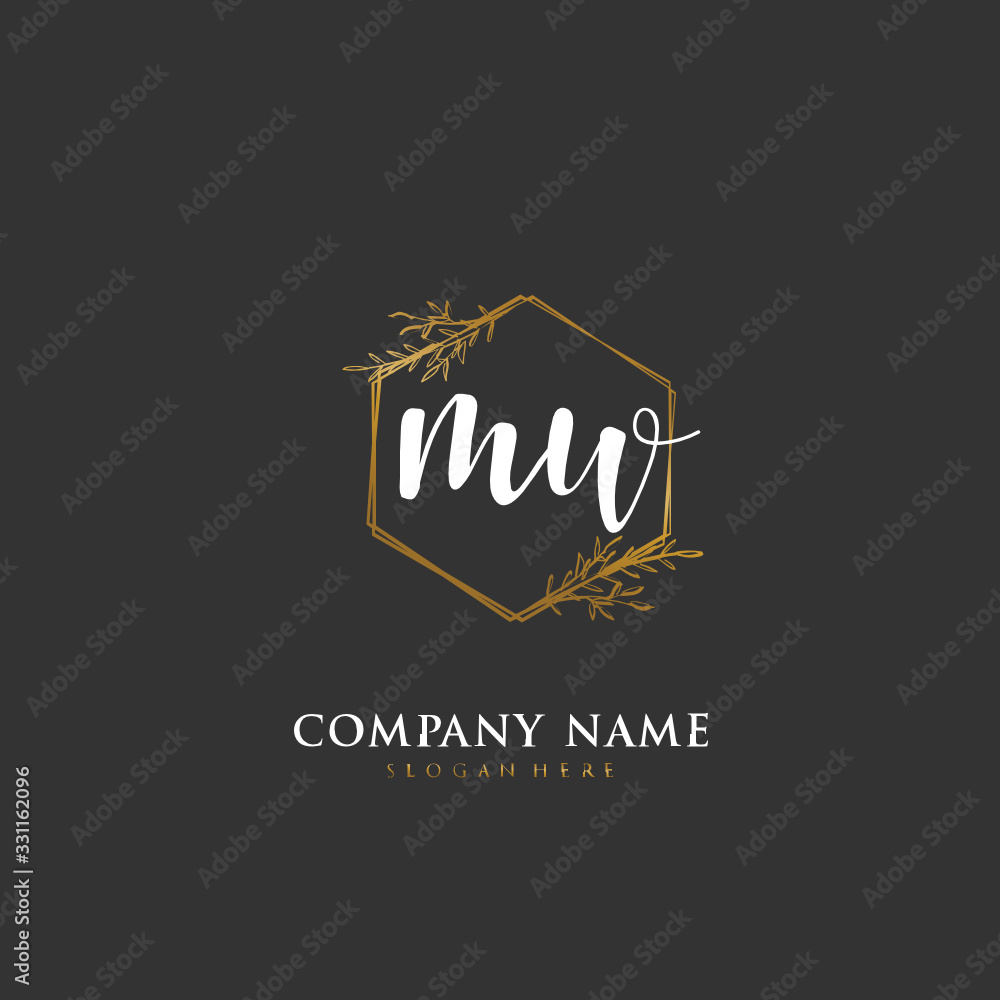   Handwritten initial letter M W MW for identity and logo. Vector logo template with handwriting and signature style.
