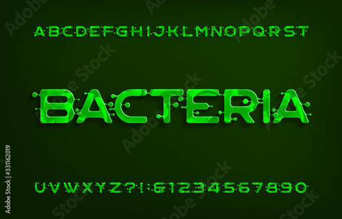Bacteria alphabet font. Type letters and numbers. Stock vector typescript for your typography design.