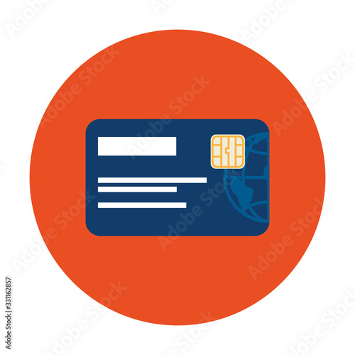 credit card in frame circular isolated icon vector illustration design