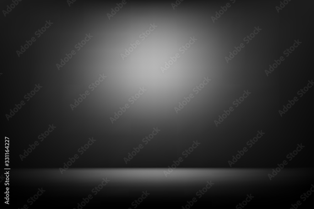 Vector of black background with spotlight to wall and ground for your product backdrop concept