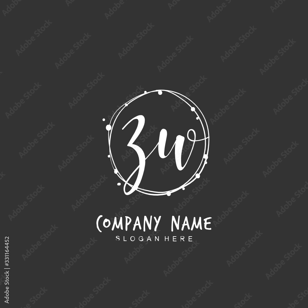 Handwritten initial letter Z W ZW for identity and logo. Vector logo template with handwriting and signature style. Handwritten initial letter Z W ZW for identity and logo. Vector logo template with handwriting and signature style.