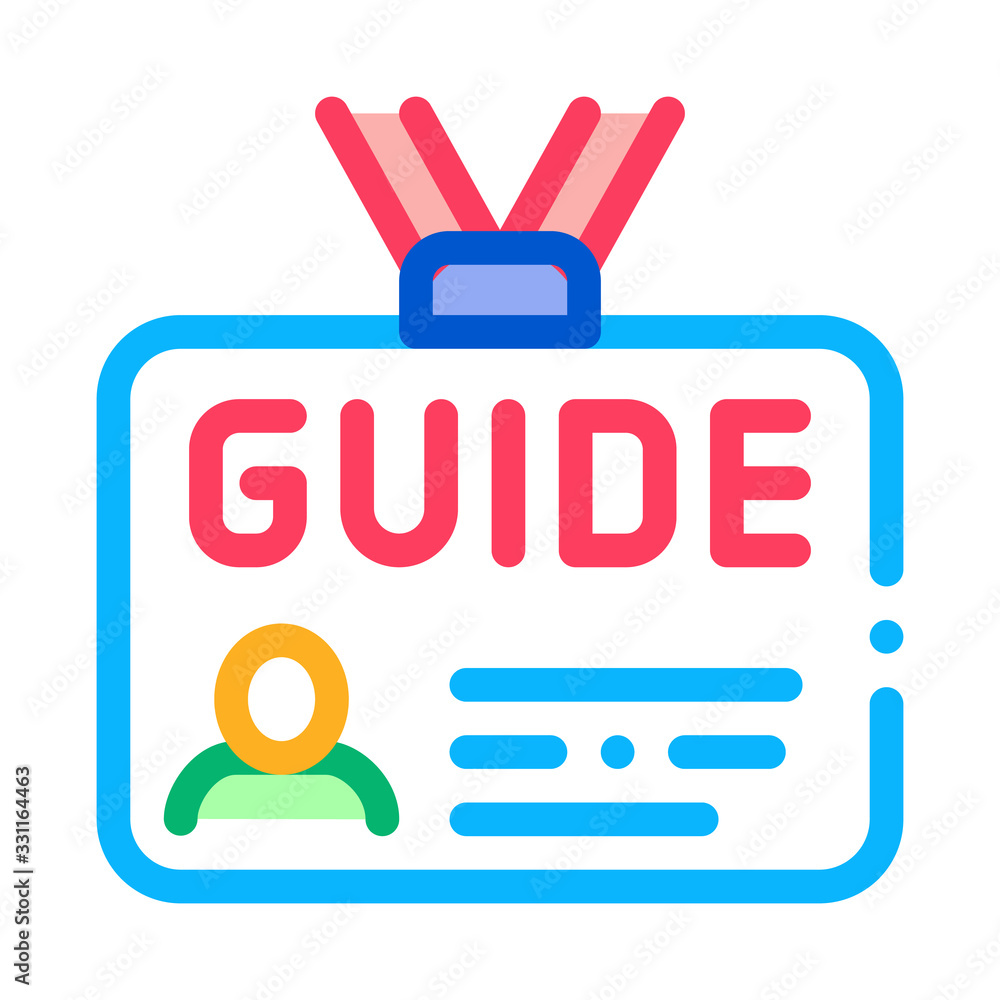 Badge Guide Icon Vector. Outline Badge Guide Sign. Isolated Contour Symbol Illustration Badge Guide Icon Vector. Outline Badge Guide Sign. Isolated Contour Symbol Illustration