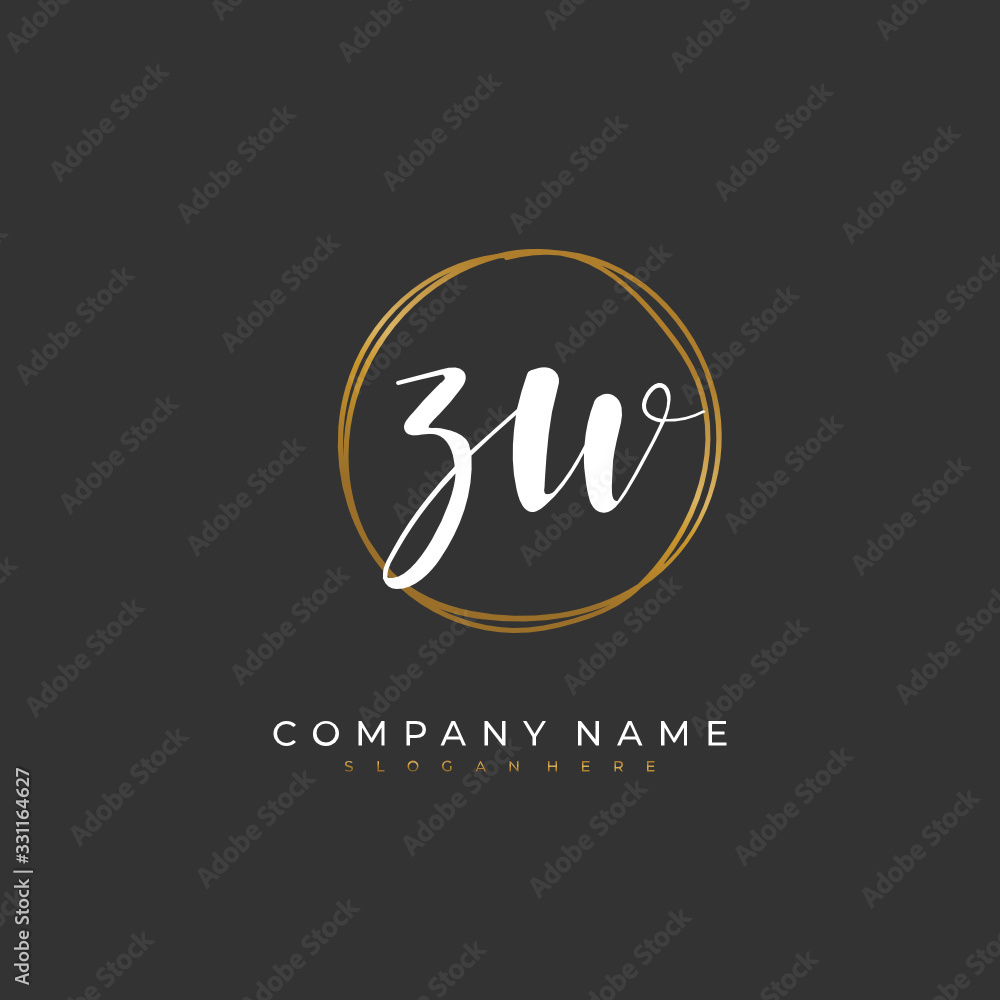 Handwritten initial letter Z W ZW for identity and logo. Vector logo template with handwriting and signature style. Handwritten initial letter Z W ZW for identity and logo. Vector logo template with handwriting and signature style.