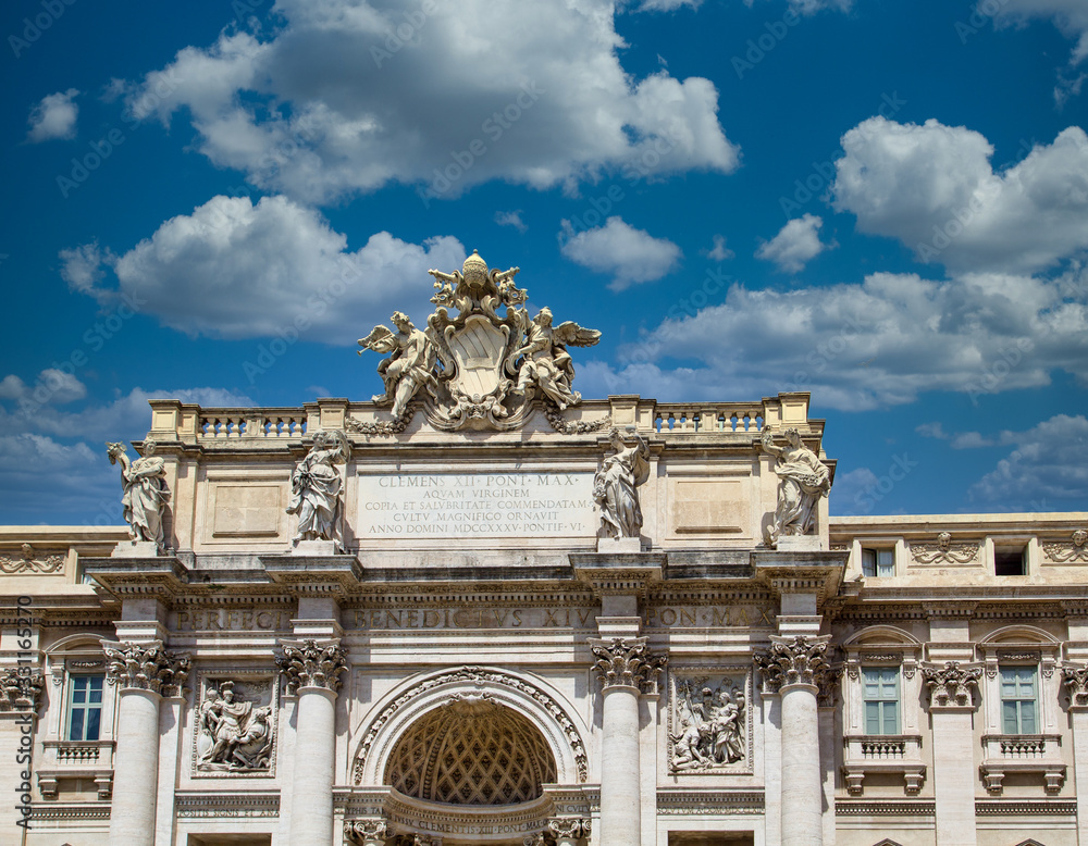 The crest over the Trevi Fountain in Rome