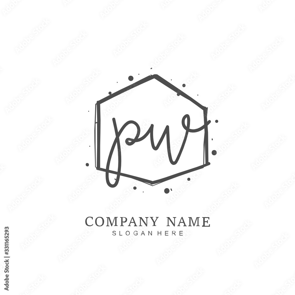 Handwritten initial letter P W PW for identity and logo. Vector logo template with handwriting and signature style. Handwritten initial letter P W PW for identity and logo. Vector logo template with handwriting and signature style.