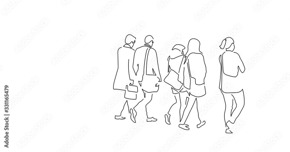 People walking line drawing, animated illustration design. Urban life collection. People walking line drawing, animated illustration design. Urban life collection.
