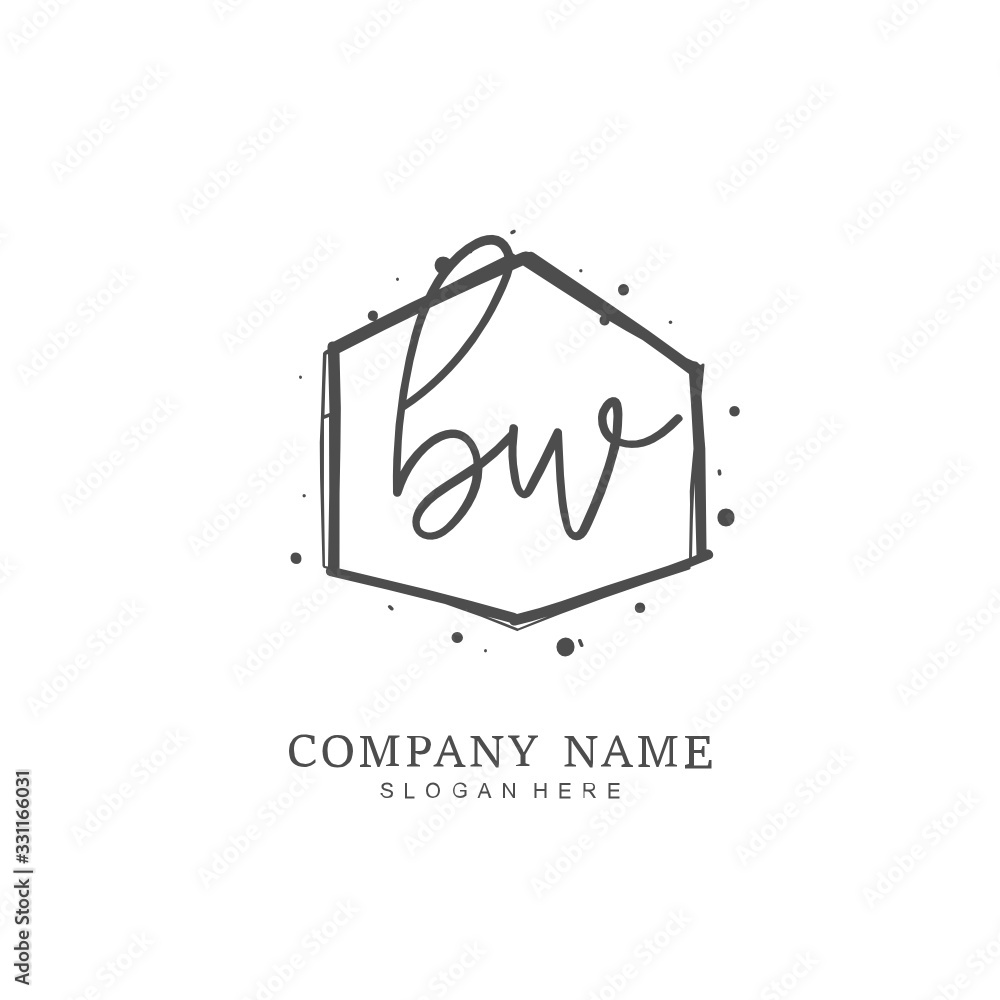 Handwritten initial letter B W BW for identity and logo. Vector logo template with handwriting and signature style. Handwritten initial letter B W BW for identity and logo. Vector logo template with handwriting and signature style.