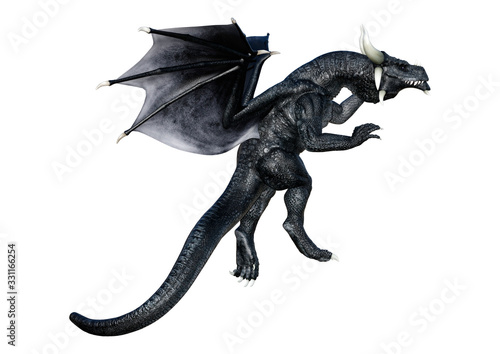 3D Rendering Fairy Tale Dragon on White