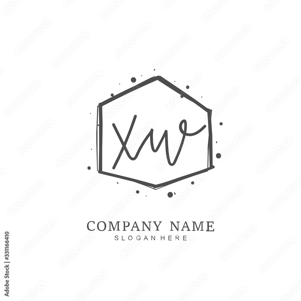 Handwritten initial letter X W XW for identity and logo. Vector logo template with handwriting and signature style. Handwritten initial letter X W XW for identity and logo. Vector logo template with handwriting and signature style.