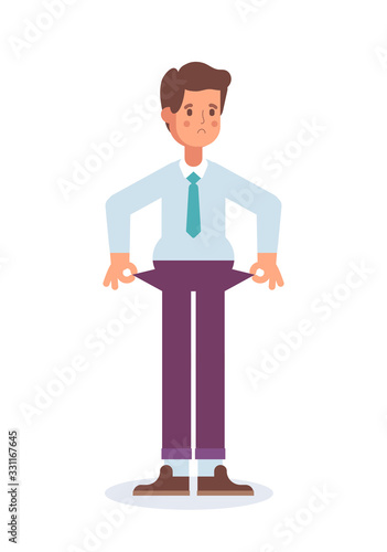 Financial crisis. Man showing  empty pocket
