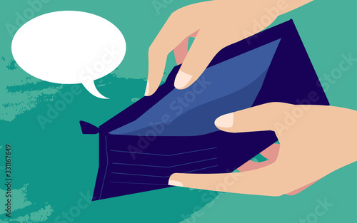 Financial crisis. Hands holding an empty wallet vector 