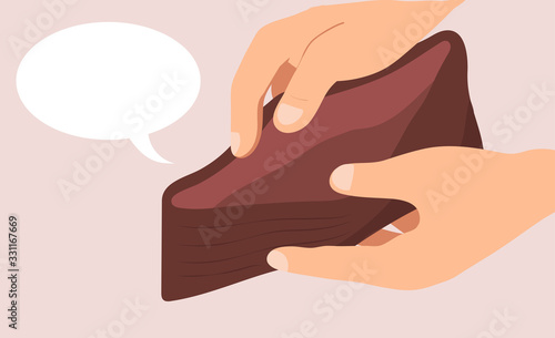 Financial crisis. Hands holding an empty wallet vector 
