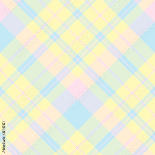 Seamless pattern in great pastel yellow, pink and blue colors for plaid, fabric, textile, clothes, tablecloth and other things. Vector image. 2