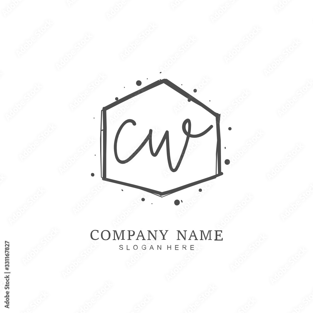 Handwritten initial letter C W CW for identity and logo. Vector logo template with handwriting and signature style. Handwritten initial letter C W CW for identity and logo. Vector logo template with handwriting and signature style.