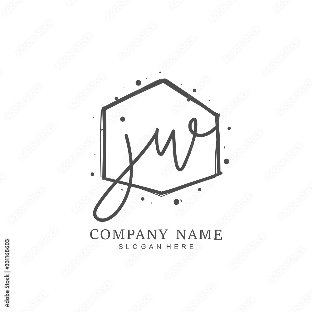 Handwritten initial letter J W JW for identity and logo. Vector logo template with handwriting and signature style. Handwritten initial letter J W JW for identity and logo. Vector logo template with handwriting and signature style.