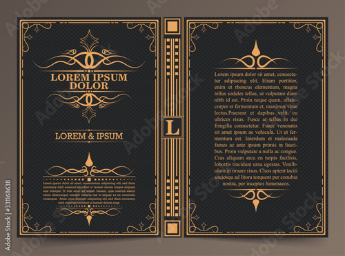 Vintage book layouts and design - covers and pages, classical rich frames, dividers, corners, borders, luxury ornaments and decorations, beautiful pages templates for creative design.
