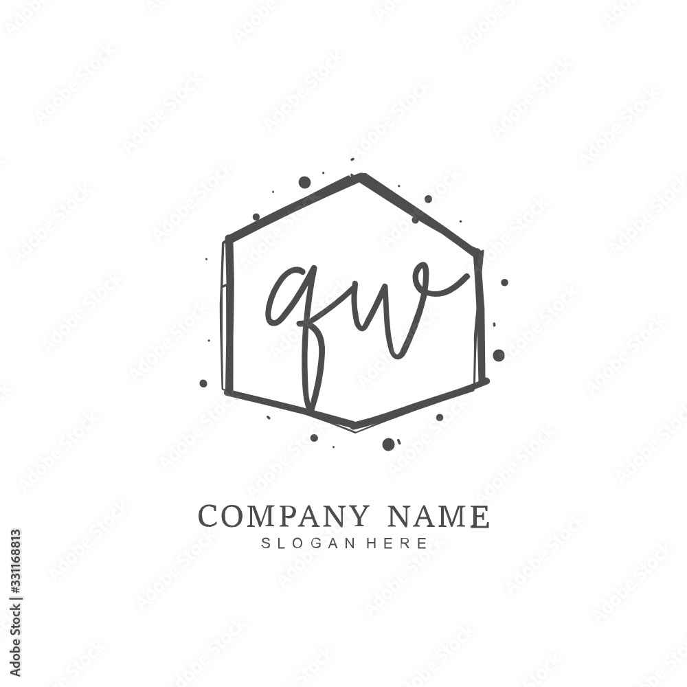 Handwritten initial letter Q W QW for identity and logo. Vector logo template with handwriting and signature style.