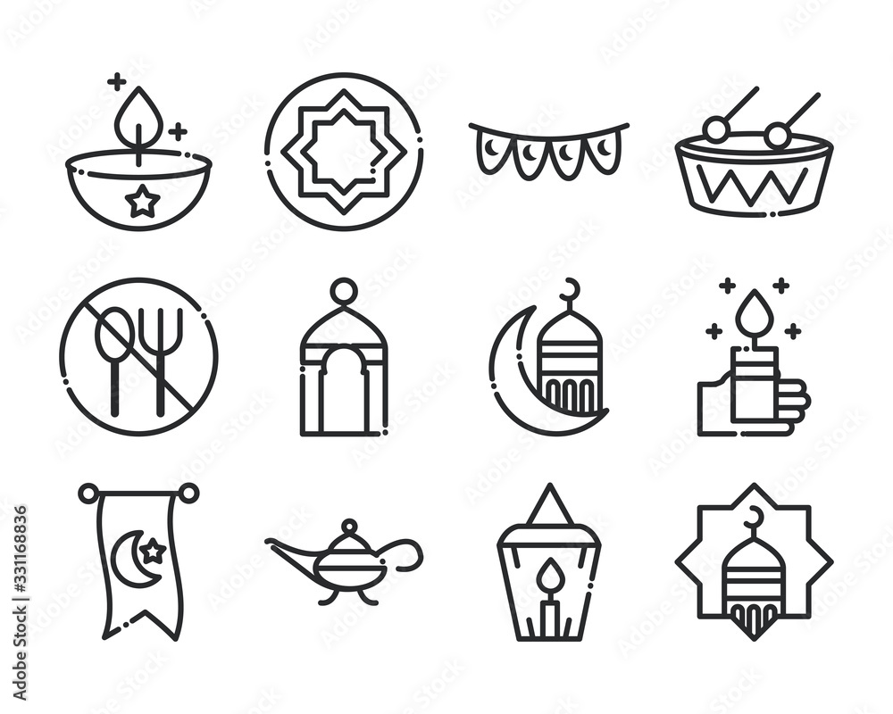 celebration ramadan arabic islamic celebration line style icon celebration ramadan arabic islamic celebration line style icon