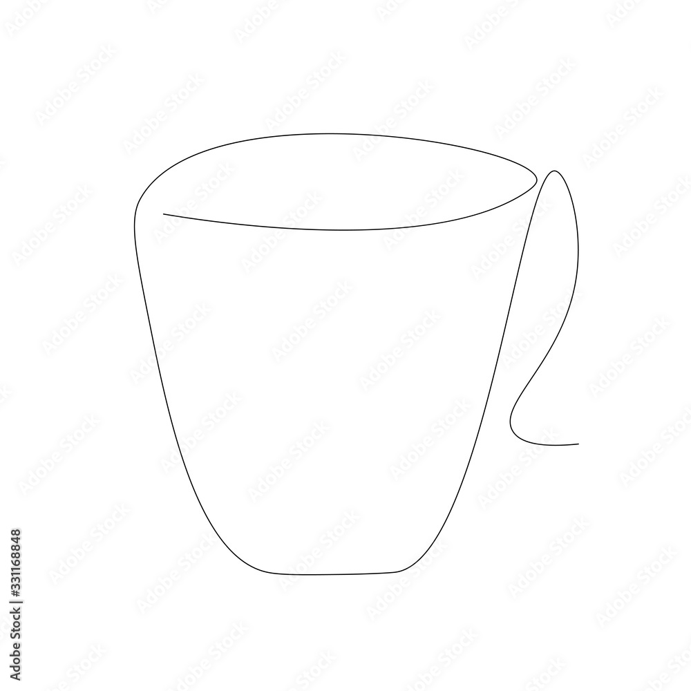 Cup silhouette line drawing vector illustration Cup silhouette line drawing vector illustration
