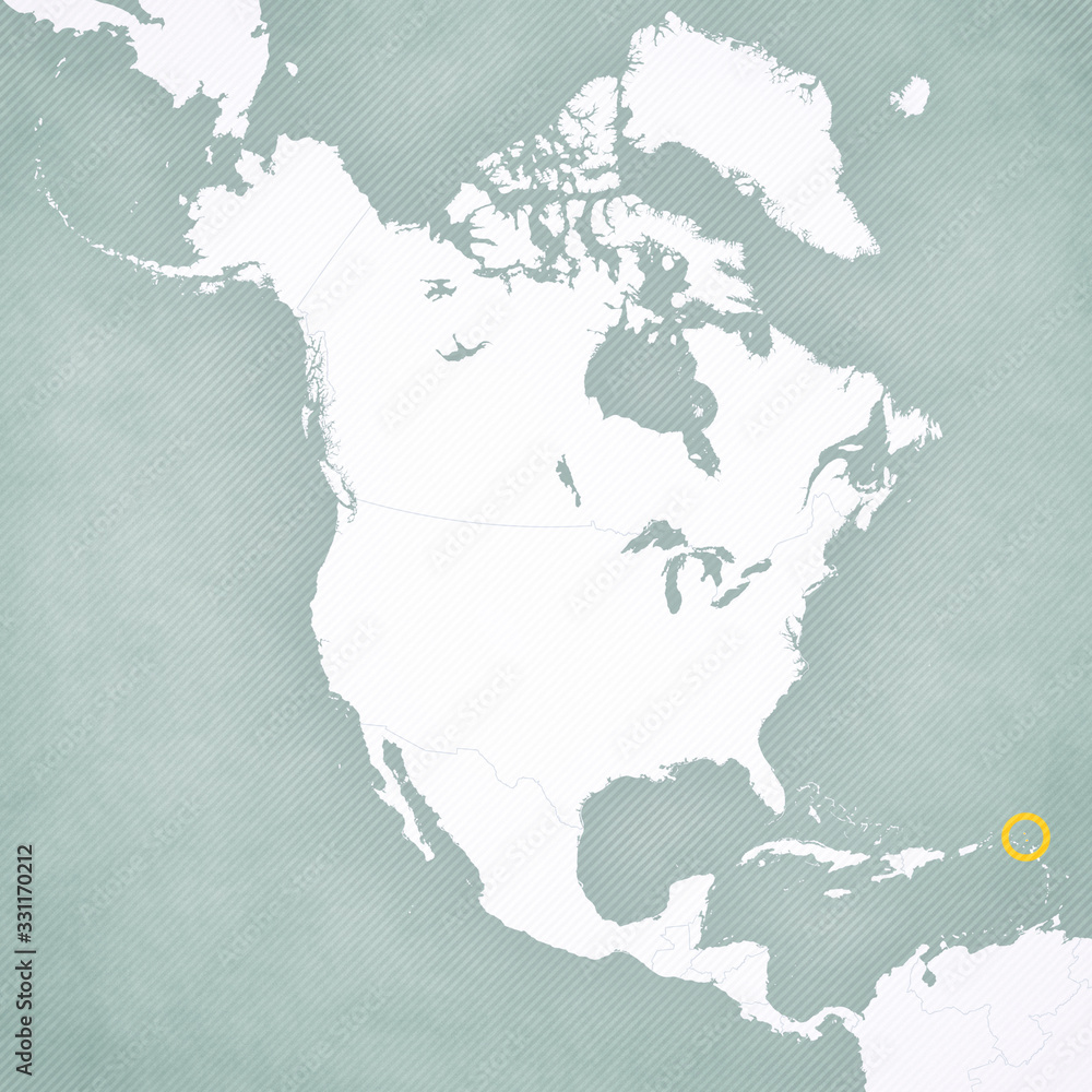 Obraz premium Map of North America - Antigua and Barbuda