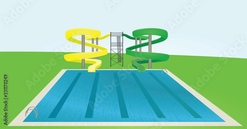 Water park slide. vector illustration