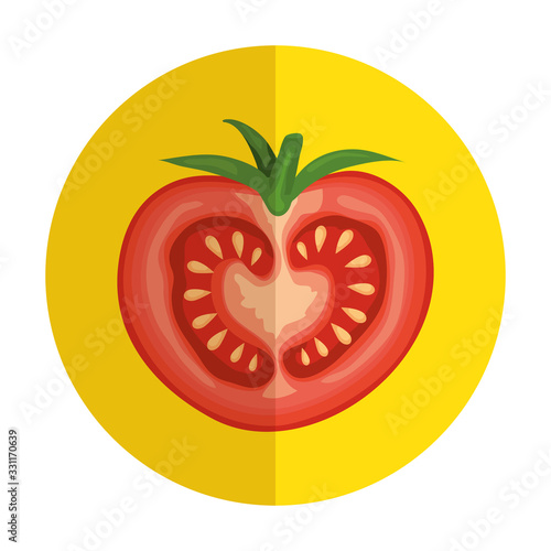 fresh tomato vegetable in frame circular vector illustration design