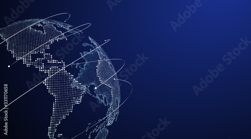 3D earth graphic symbolizing global trade, vector illustration.